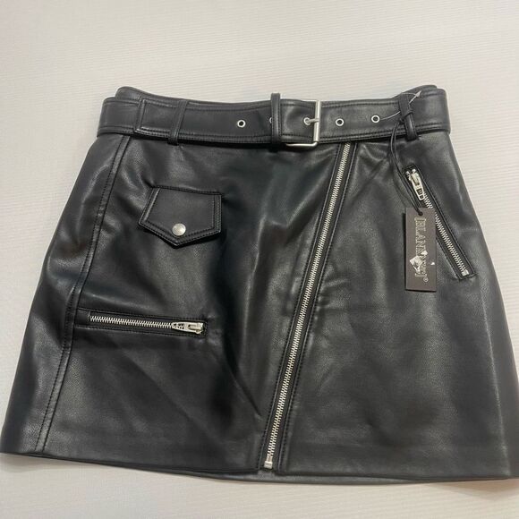 NWT Blank NYC Black Faux Leather Moto Skirt Size 27 New - Picture 1 of 11